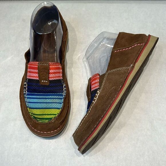 Ariat Cruiser Womens Slip On Shoes Sz 7 Comfort Casual Brown Leather Stripe Inse - Picture 1 of 9
